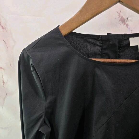 J Jill Shirt Women XS Black Long Sleeve Poplin Assymetric Tunic Button Back - Picture 2 of 11